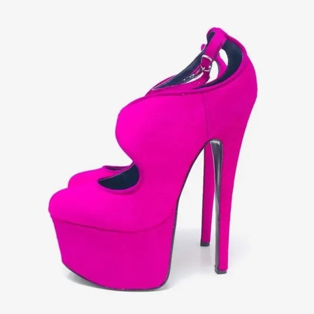 London Trash heels 6 pink candy platform stiletto magenta calf GUC